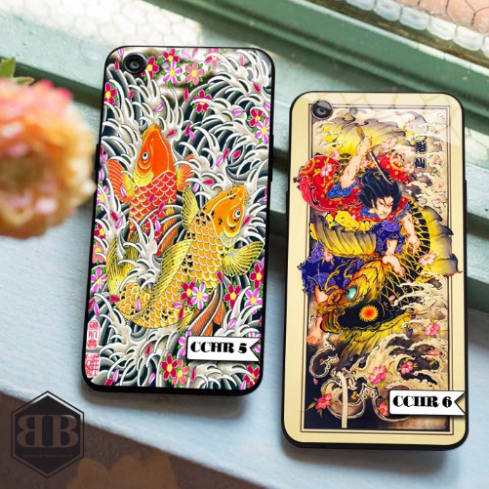 Ốp lưng kính cường lực Oppo A83 cá chép hoá rồng