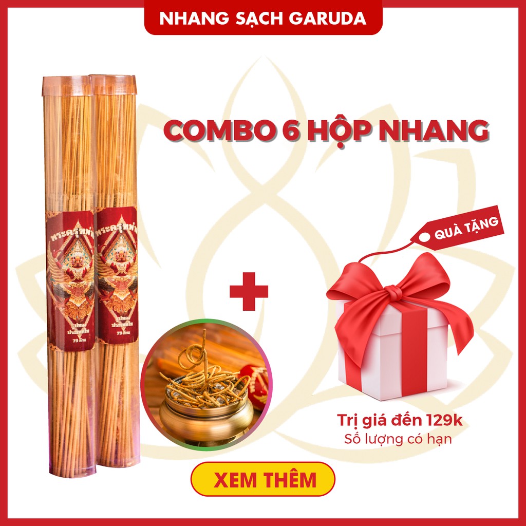 Combo 6 Nhang thần tài Garuda, nhang sạch không độc, thắp nhang cuốn tàn hình đồng xu có ánh vàng, hợp cho phong thủy