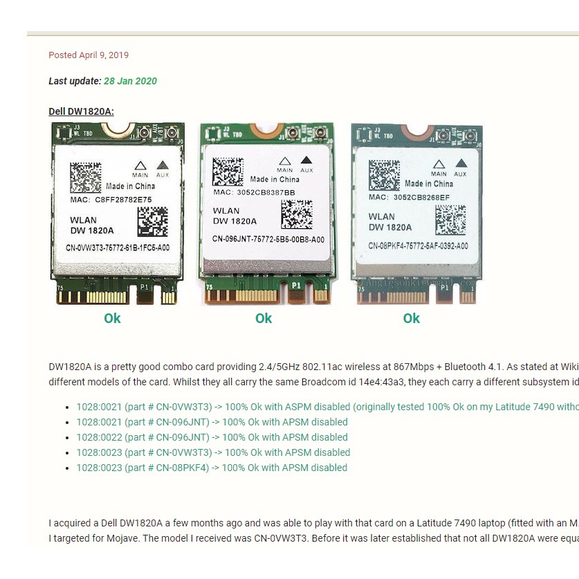 Card WiFi Laptop Broadcom BCM94350z DW1820A chuẩn M.2 / NGFF | BigBuy360 - bigbuy360.vn