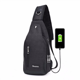 Túi đeo chéo nam cao cấp tích hợp cổng sạc USB [SKM]