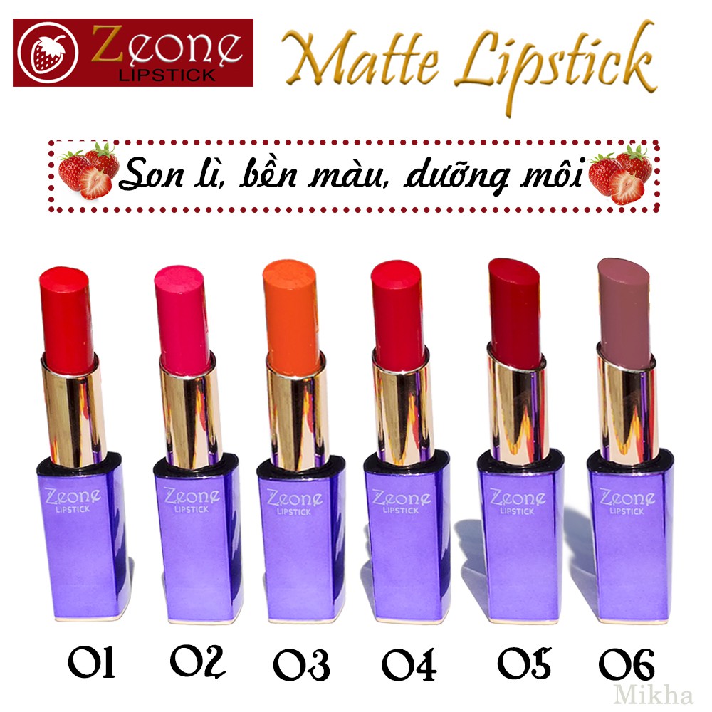 Son Zeone Tím Matte Lipstick - Màu 01 Đỏ Cam