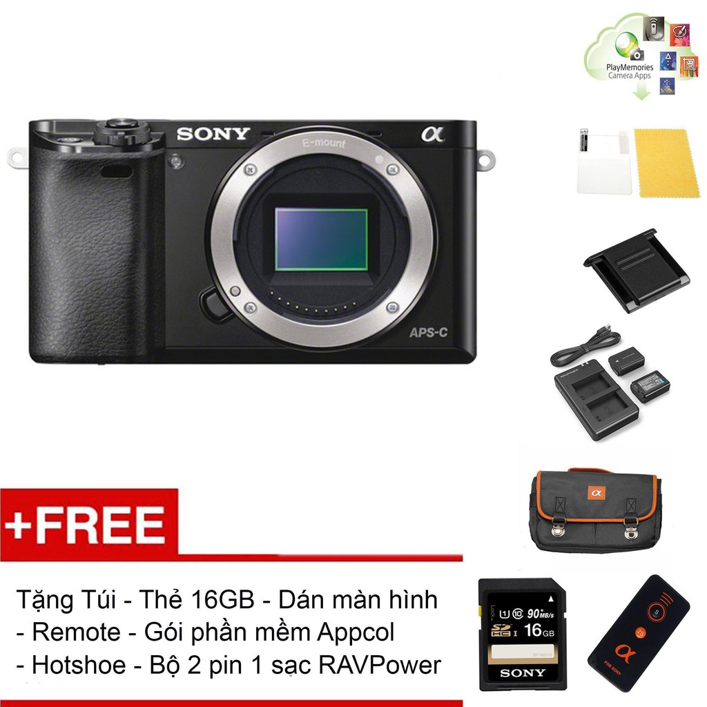 Máy ảnh Sony A6000 Body Đen ( Combo quà tặng ) Chính hãng