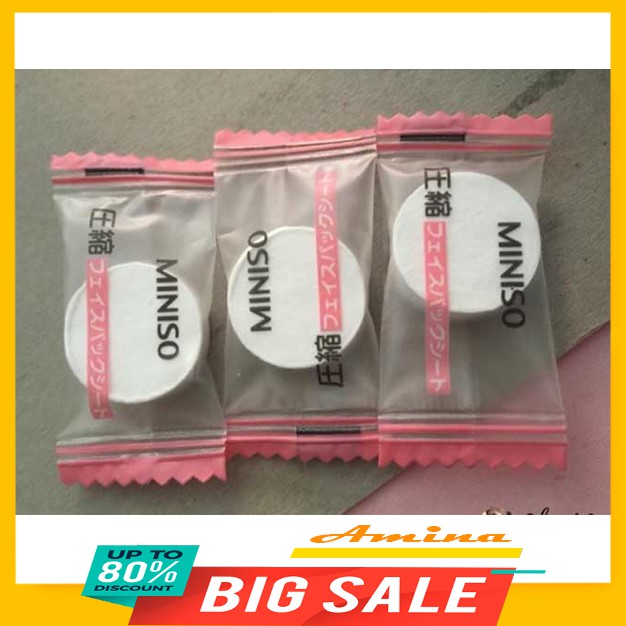 Mặt nạ viên nén giấy Nhật Bản Miniso dưỡng da mụn cấp ẩm thải độc dễ dàng mang đi làm du lịch (1 viên)