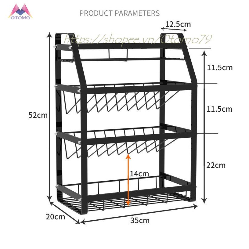 Kệ Gia Vị Nhà Bếp Thiết Kế Hiện Đại Chất Liệu Thép Sơn Tĩnh Điện Siêu Bền