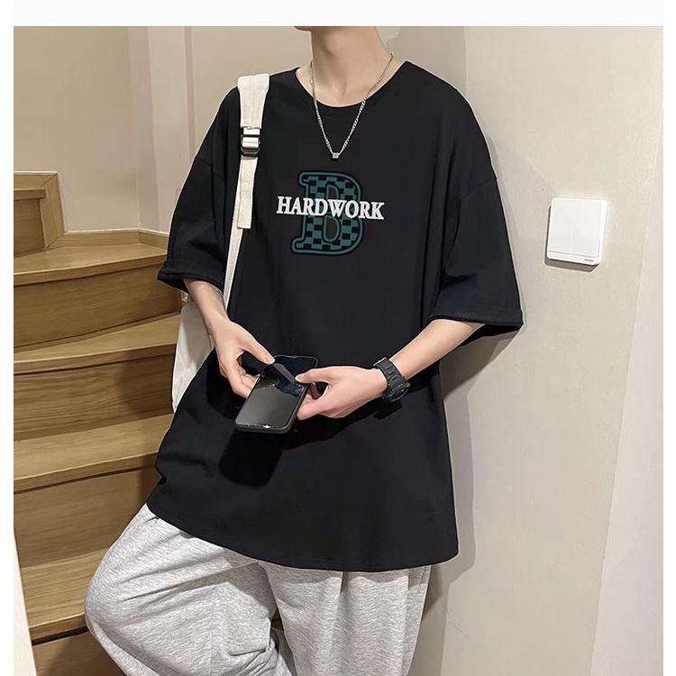 Áo Thun Tay Ngắn Dáng Rộng In Chữ Cỡ Lớn M-8XL Phong Cách Hip Hop Đường Phố Hàn Quốc Thời Trang Cho Nam
