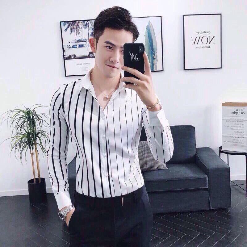 Áo sơ mi nam hàn quốc sọc PONIVA siêu hot