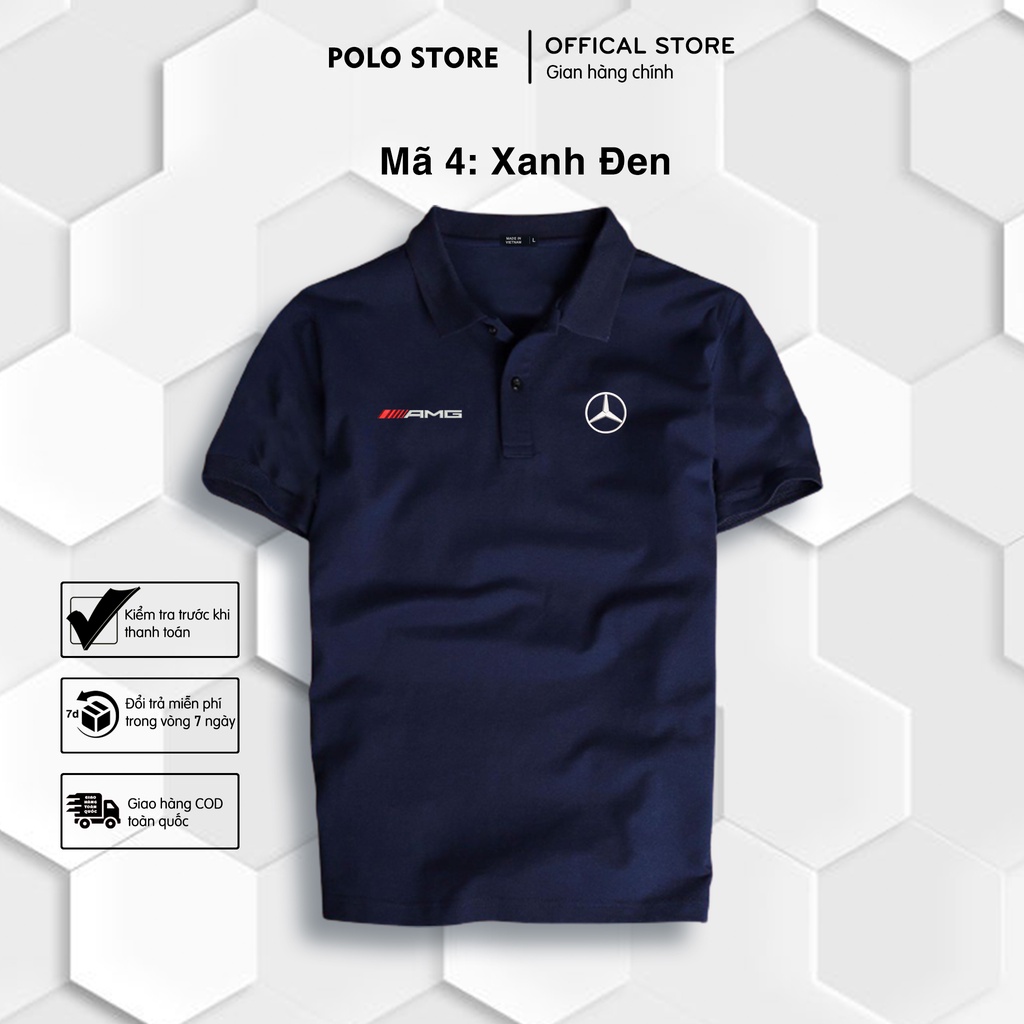 | LOGO THÊU | Áo thun Polo Mercedes Cao Cấp - Polo Merc có cổ Logo Thêu Hãng Xe Ô tô nhiều màu Sang Trọng