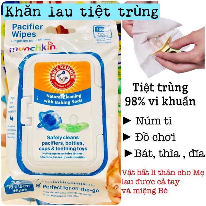Khăn lau tiệt trùng núm ti Munchkin