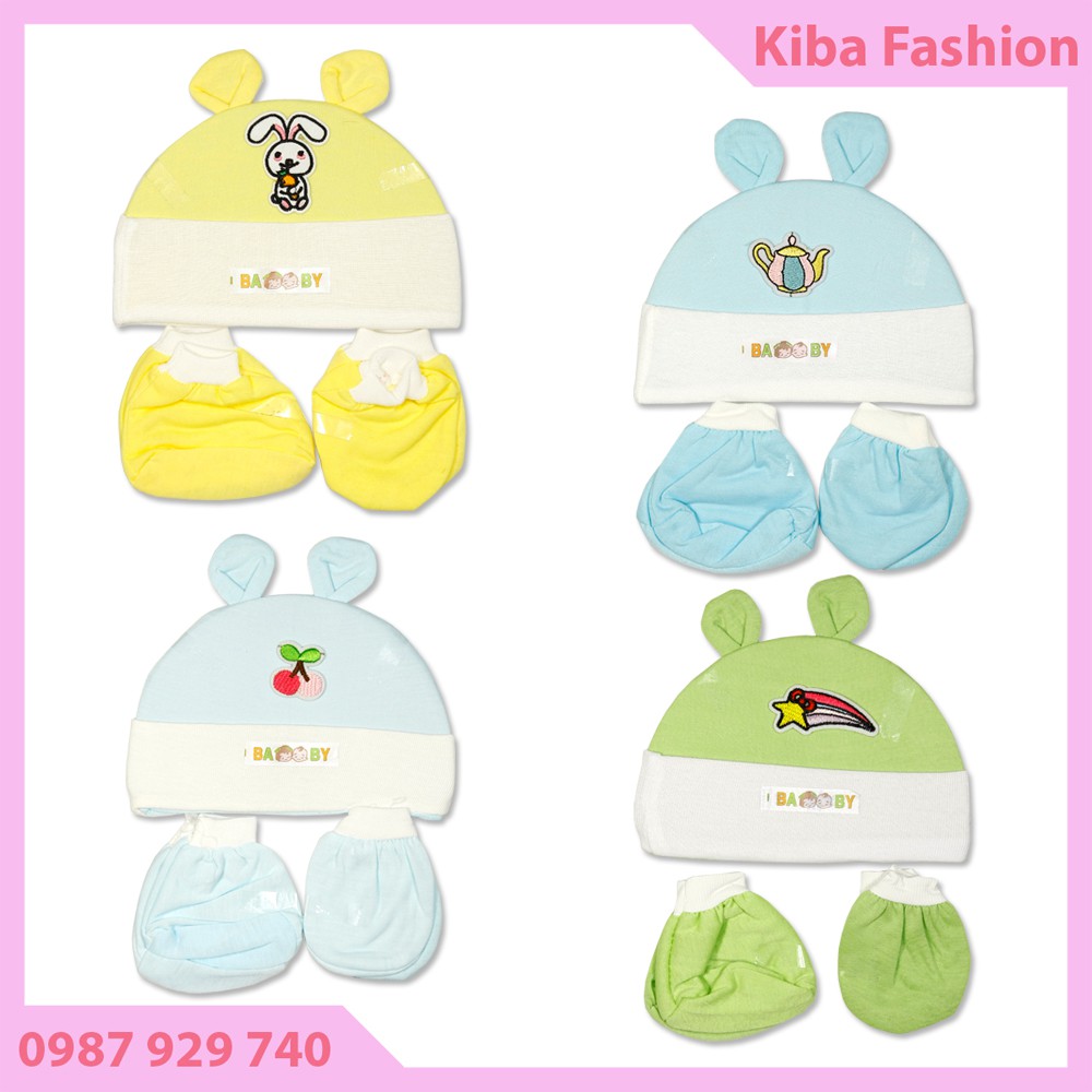 Bộ mũ kèm bao tay, bao chân cho trẻ sơ sinh