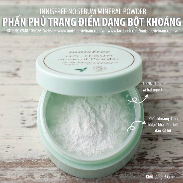 Sale 35% PHẤN PHỦ DẠNG BỘT KHOÁNG INNISFREE + tặng 1 miếng mặt nạ