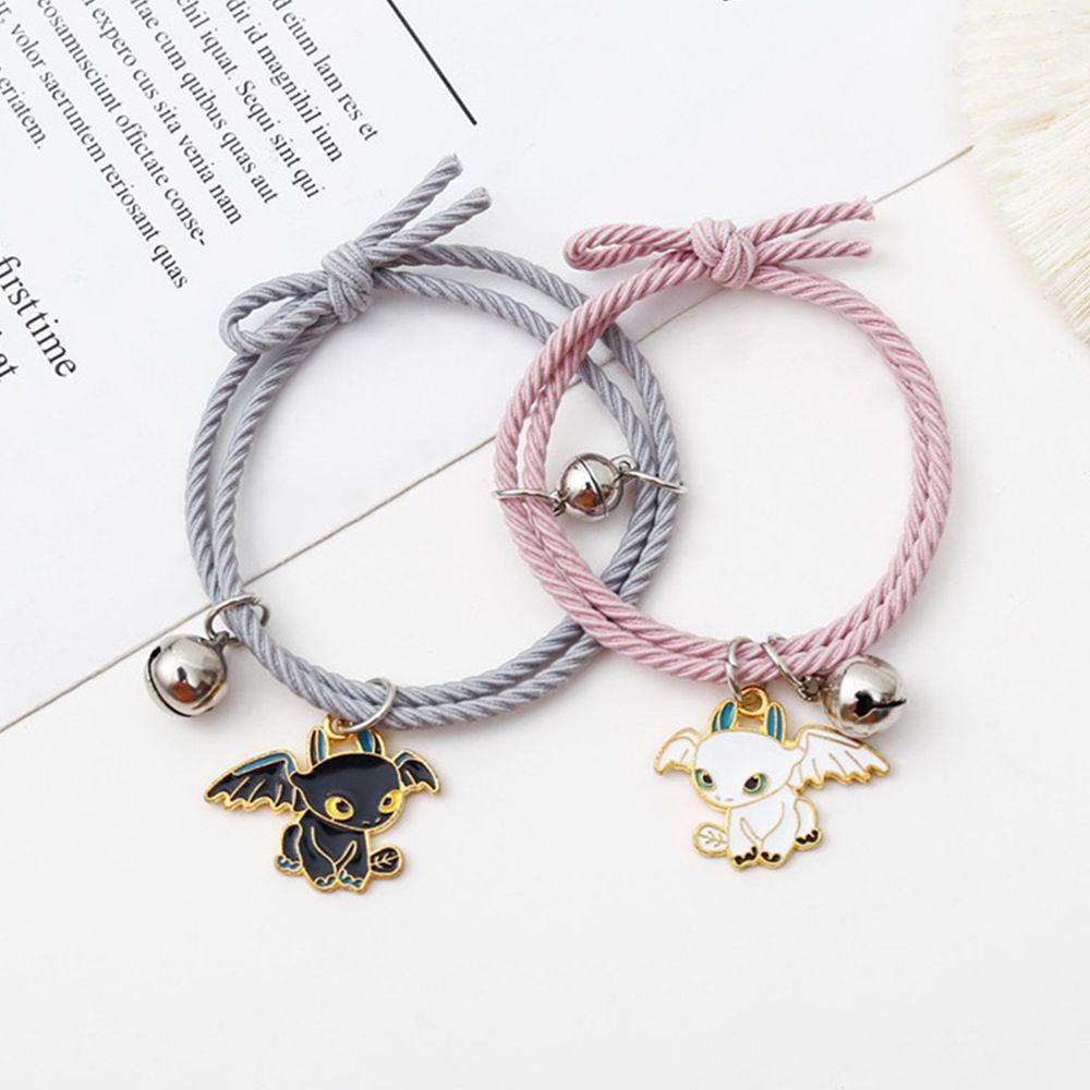 1 Cặp Vòng Tay Dây Bện Mặt Hình Rồng Hoạt Hình Dành Cho Cặp Đôi