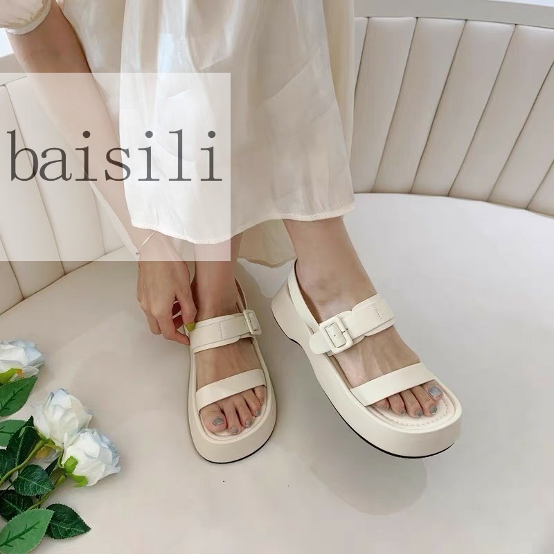 SANDAL NỮ BAISILI - GIÀY THỜI TRANG PHONG CÁCH XUỒNG NỮ TÍNH HAI QUAI NGANG TRƠN ĐẾ BẰNG BS220902