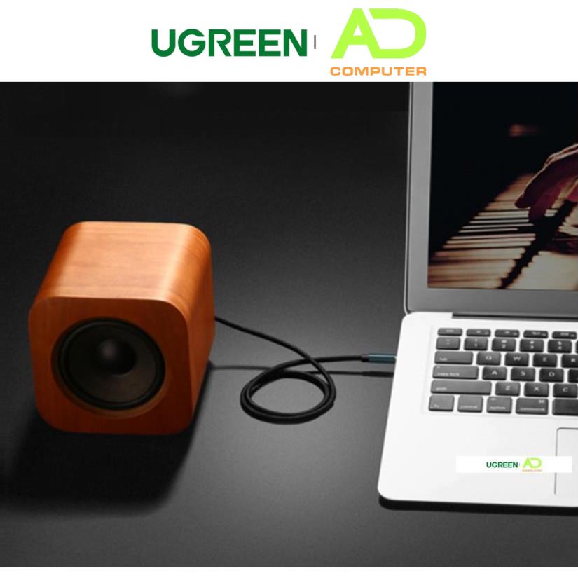 Dây 3.5mm vỏ bện vải sợi tổng hợp, màu đen dùng cho điện thoại máy tính bảng... UGREEN AV112 - Hàng phân phối chính hãng