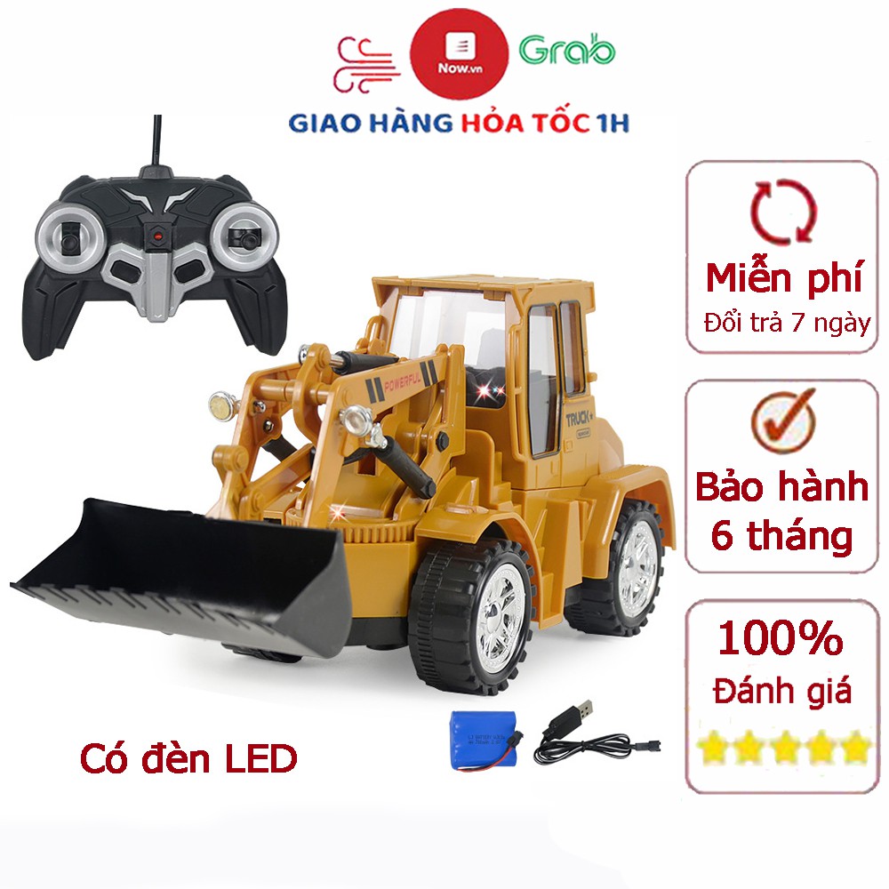 Xe ủi điều khiển từ xa có đèn LED chiếu sáng, chất liệu nhựa ABS an toàn, hỗ trợ pin sạc