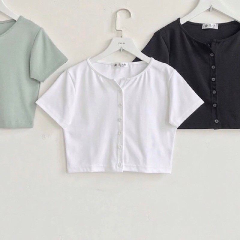[SIÊU SALE] ÁO CROPTOP LEN TĂM NÚT THẬT(kèm video)