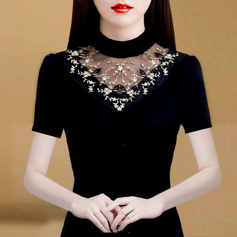 Áo Thun Tay Ngắn Cổ Tròn plus size Cho Phụ Nữ Trung Niên