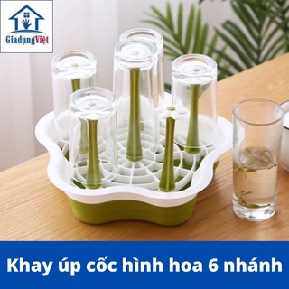 Khay úp ly cốc hình hoa 6 nhánh Nhựa Việt Nhật An Toàn Vệ Sinh
