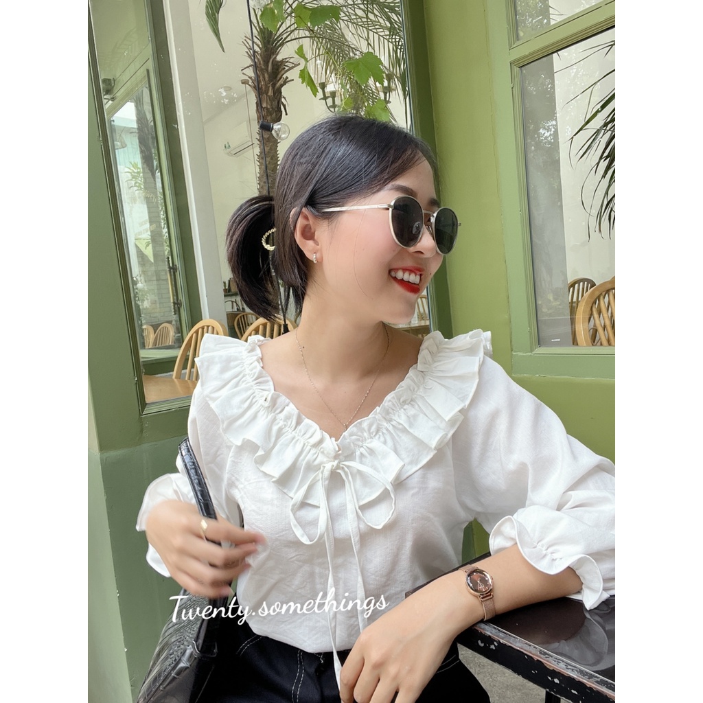 ÁO CROPTOP THẮT NƠ LƯNG PHỐI REN (video/ảnh thật/ sẵn) | BigBuy360 - bigbuy360.vn