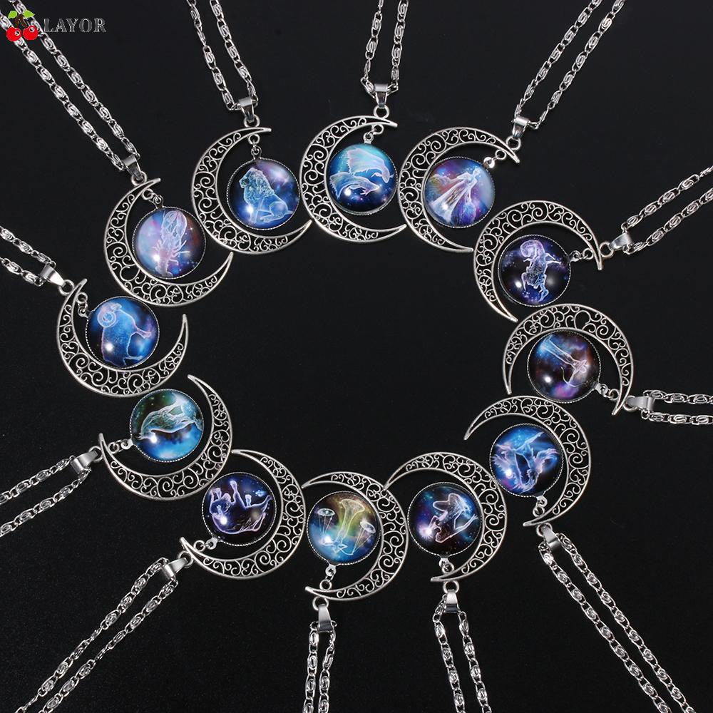 💜LAYOR💜 Women Men Constellation Necklace Fashion Horoscope Astrology  Zodiac Pendant New Friendship Gift Best Birthday Gift Double Face Leo Libra Scorpio Sagittarius