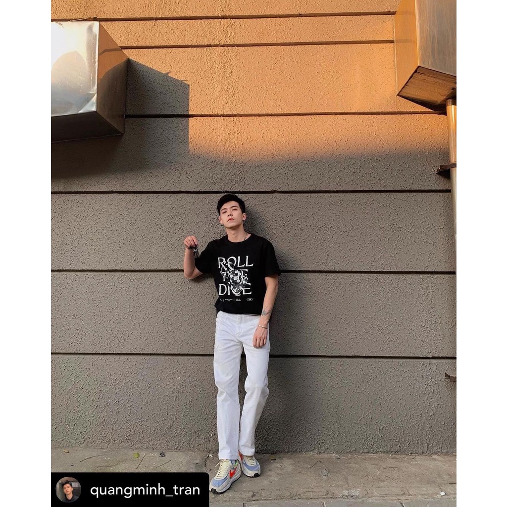 Áo phông nam Cotton USA Highway  Roll the dice Đen