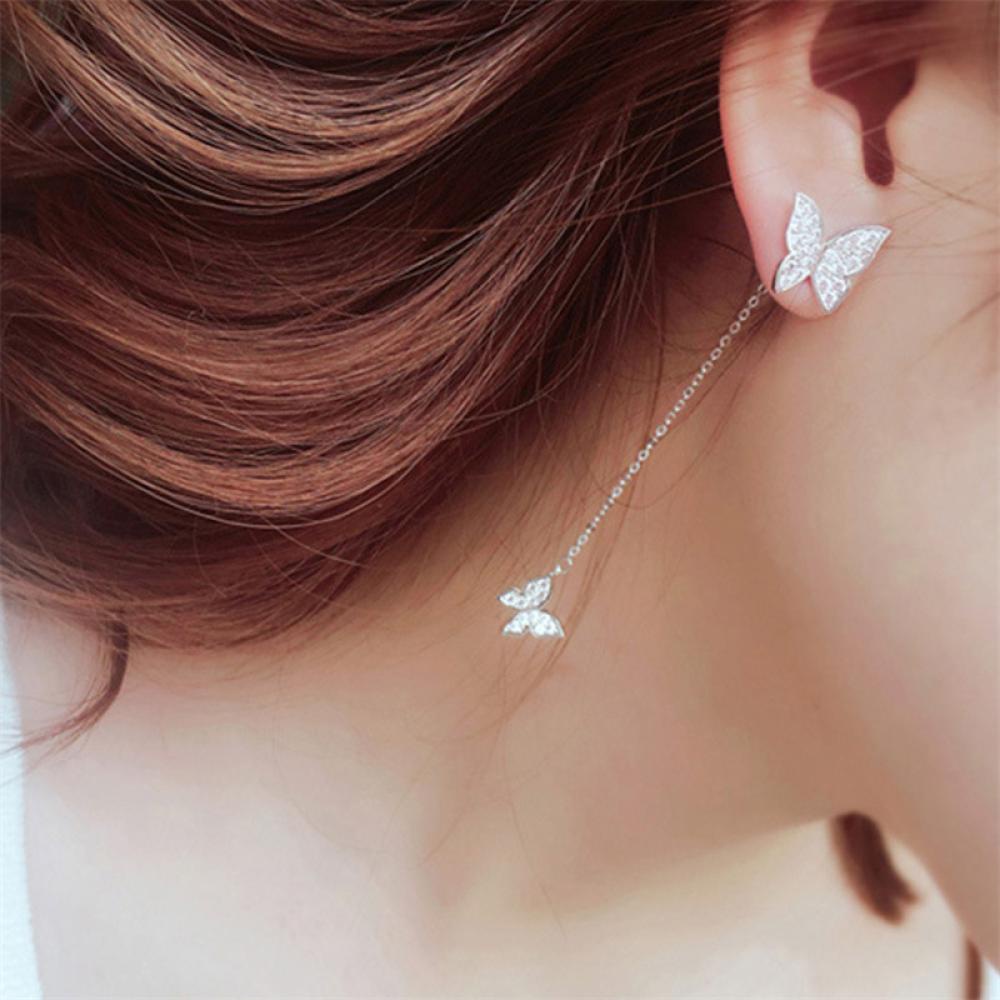 Khuyên Tai Dáng Dài Hình Bướm Đính Ngọc Trai Và Đá Zircon H7R7