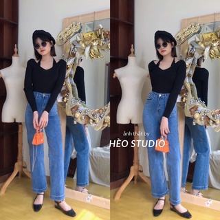 Quần Jean Suông Co Giãn Hèo Studio (Ảnh Thật + Video)