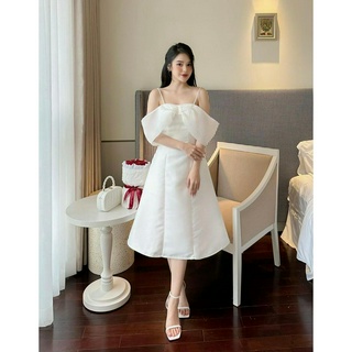 Đầm bigsize hai dây phối voan tơ trễ vai xinh xắn ( Thời trang Vicky G - Anitagreen ) HN0523