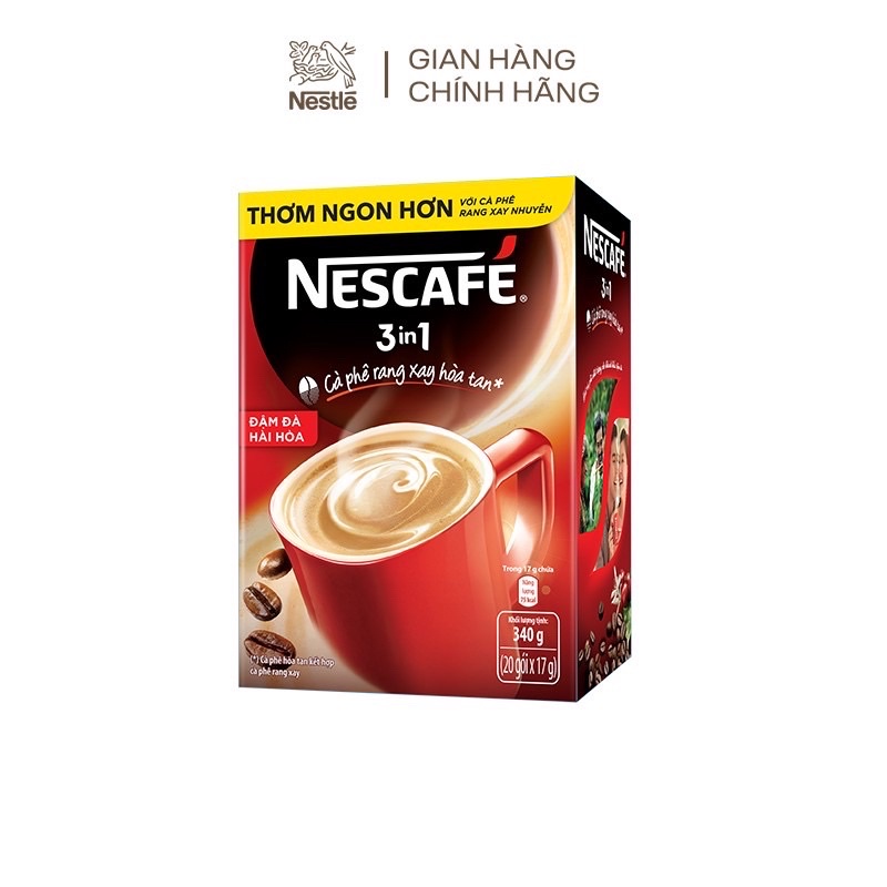 Cafe rang xây tự nhiên 3 in 1 đậm đà hơn ngon hơn hộp 20 gói