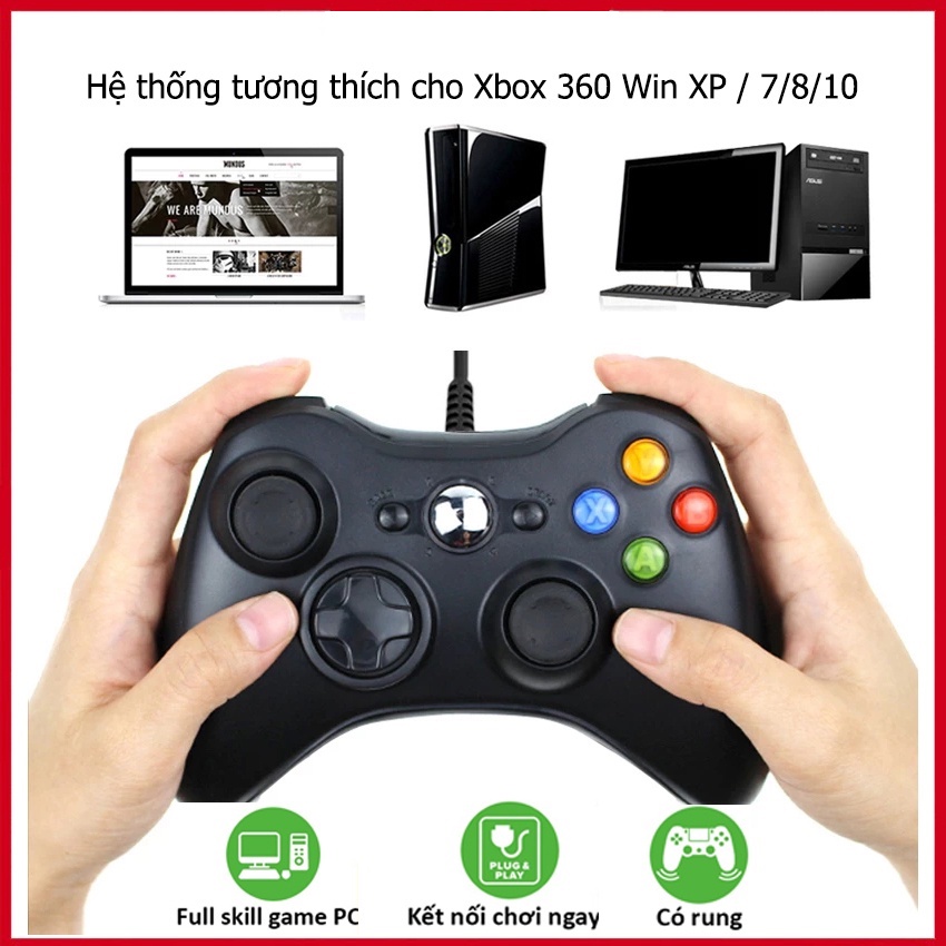 Tay cầm chơi game có dây cho Xbox 360, PC, Laptop Cần điều khiển cho FIFA Online 4 Gamepad Full Skill -dc4688