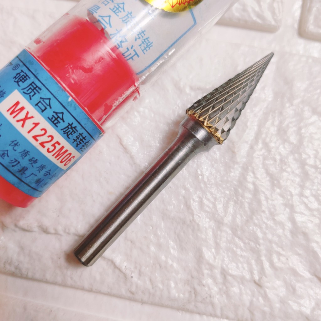 Mũi mài hợp kim hình chóp MX 12mm dùng cho việc phay, điêu khắc gỗ, nhôm, đồng, hợp kim (SS7023)