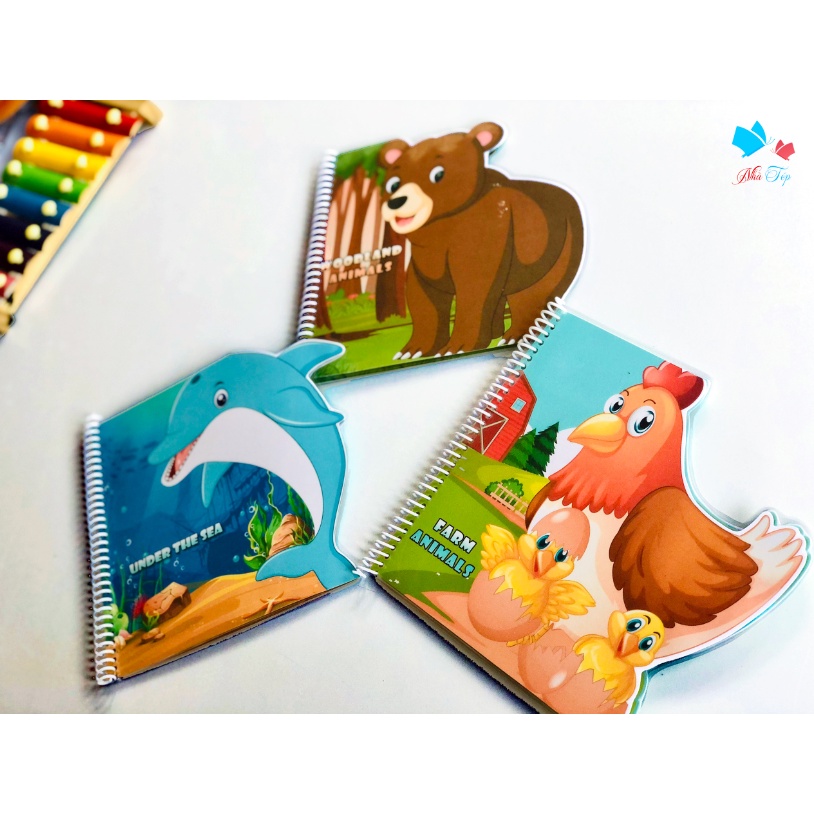 Học liệu Montessori - 3 cuốn bóc dán chủ đề động vật - Busybook