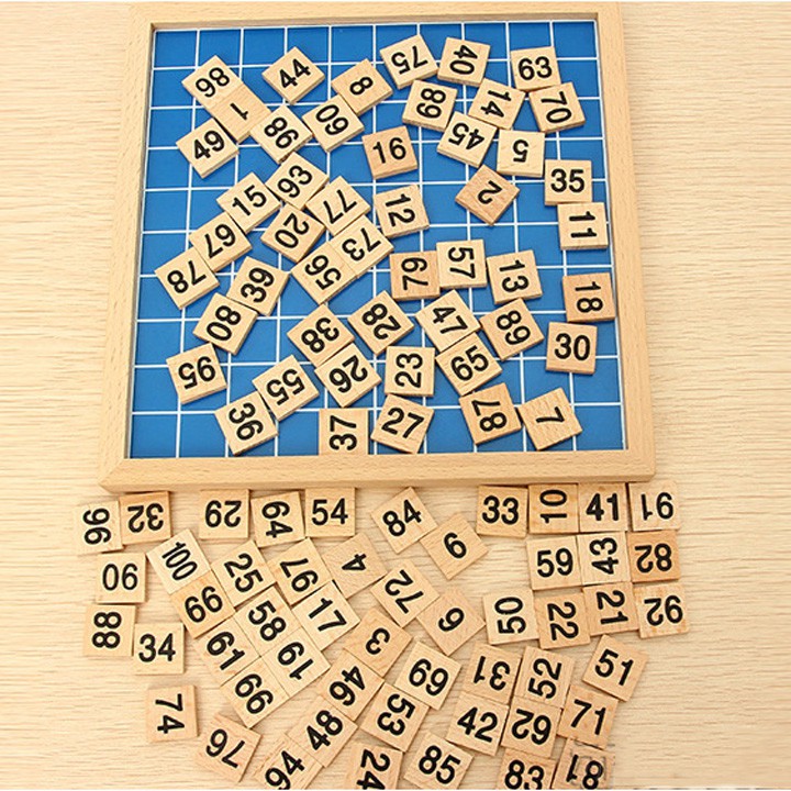 Bảng gỗ số tập đếm từ 1 đến 100 giáo cụ Montessori đồ chơi trẻ em mẫu giáo giáo dục sớm