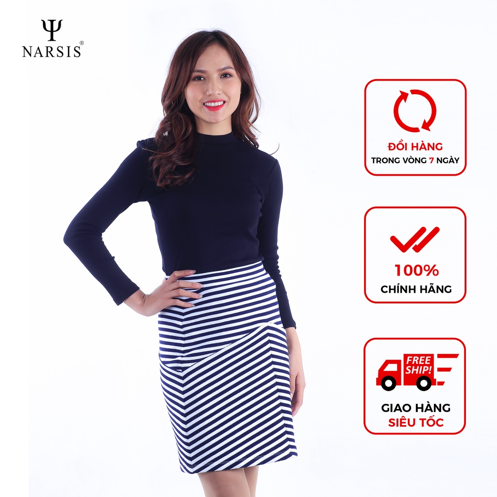 Váy kiểu nữ Narsis B7027 màu trắng phối xanh