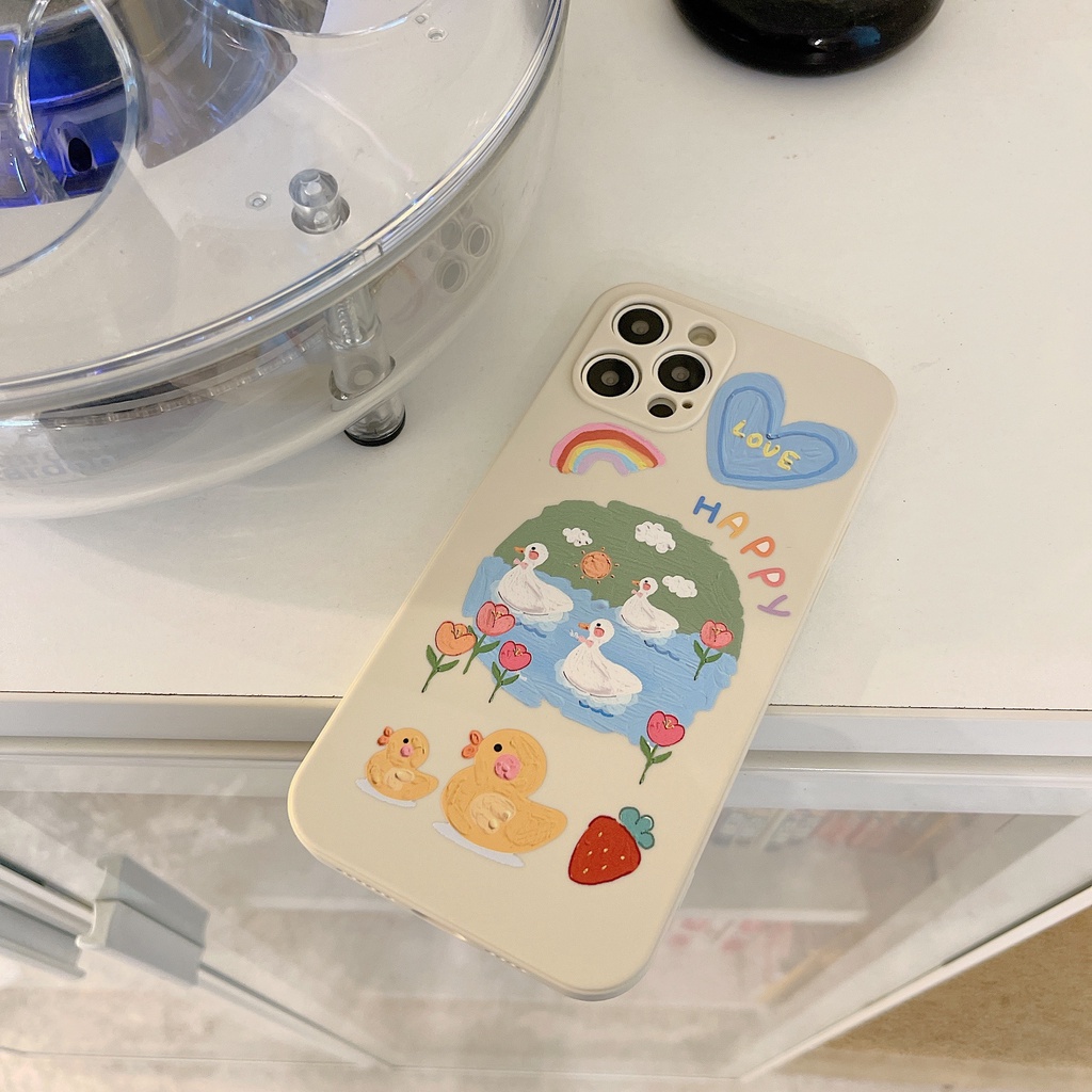 Ốp điện thoại tpu mềm in vịt sơn dầu thích hợp cho iPhone 11 Pro Max X Xr Xs Max 7 8 Plus Se 2020 12 13 pro max mini