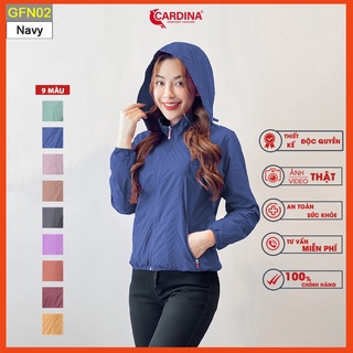 Áo gió nữ CARDINA chất gió xước 2 lớp lót lưới cao cấp dáng thể thao cản gió cản bụi chống nước GFN.