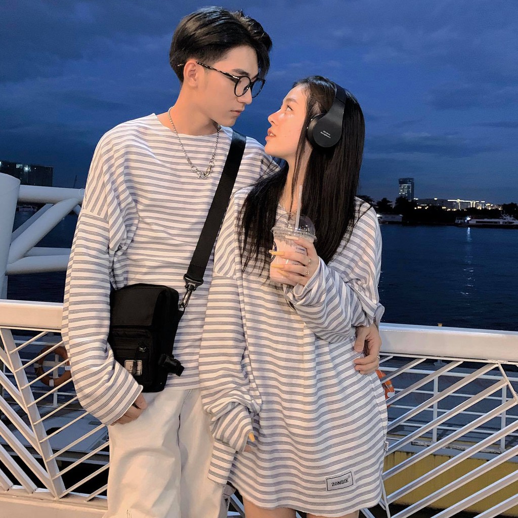 Áo ZOMBIE® Oversize Striped Sweater In W/Blue