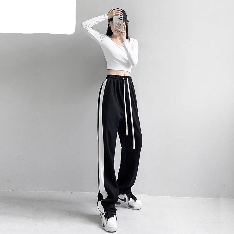 Quần Ống Rộng Sọc Đen Trắng Nam Nữ Chất Poly Đen Trắng Thể Thao Ulzzang Thoải Mái Thoáng Mát Basic Streetwear QPL01