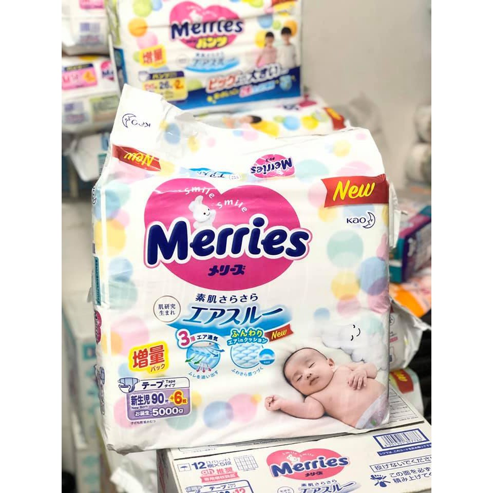 TÃ DÁN MERRIES NỘI ĐỊA NHẬT NEWBORN 90 + 6 MIẾNG