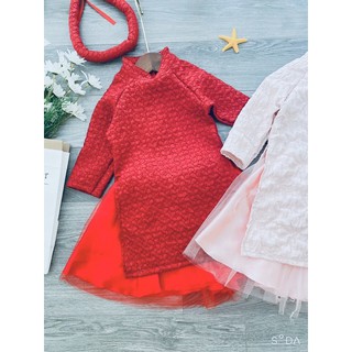 Set áo dài gấm bé gái