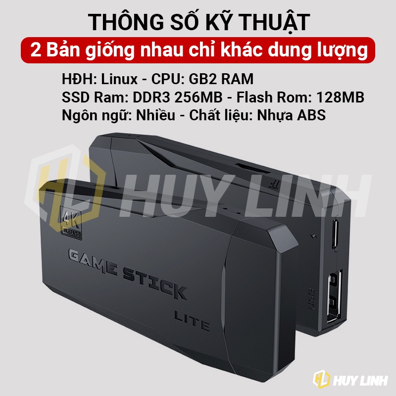 HDMI Stick Game Stick HDMI 3000+/10000+ Trò Chơi hỗ trợ 4K - 2 Tay cầm không dây tùy chọn phiên bản