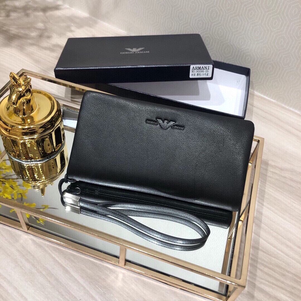 Ví cầm tay da thật thời trang cao cấp Armani cho nữ phong cách trẻ trung