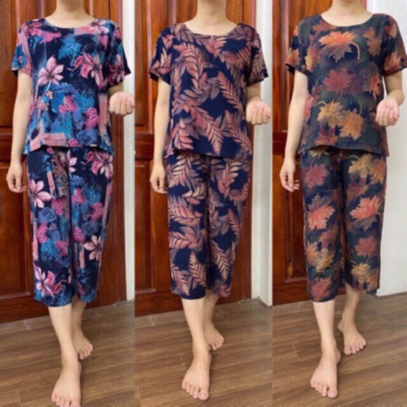 Bộ Lanh Nhung 3D lửng chất đẹp cho trung tuổi