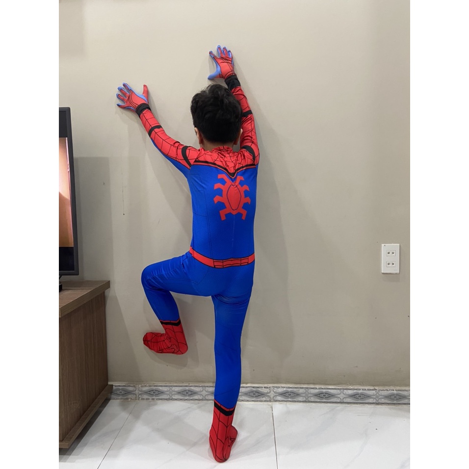 Quần áo người nhện Spiderman liền thân dài tay bé từ 12kg đến 35kg