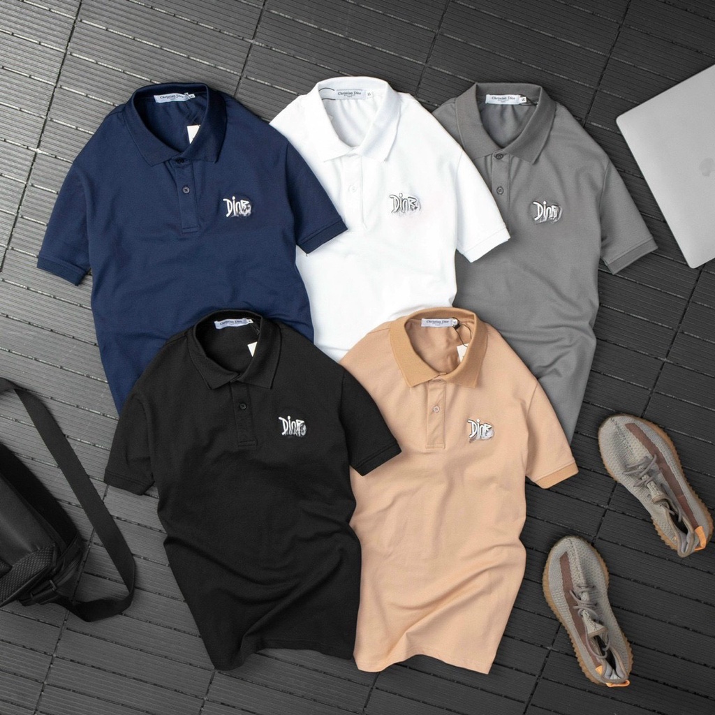 Áo thun Polo Nam cổ bẻ basic vải cá sấu cotton lạnh logo thêu cá tính cổ viền trẻ trung QAZ55
