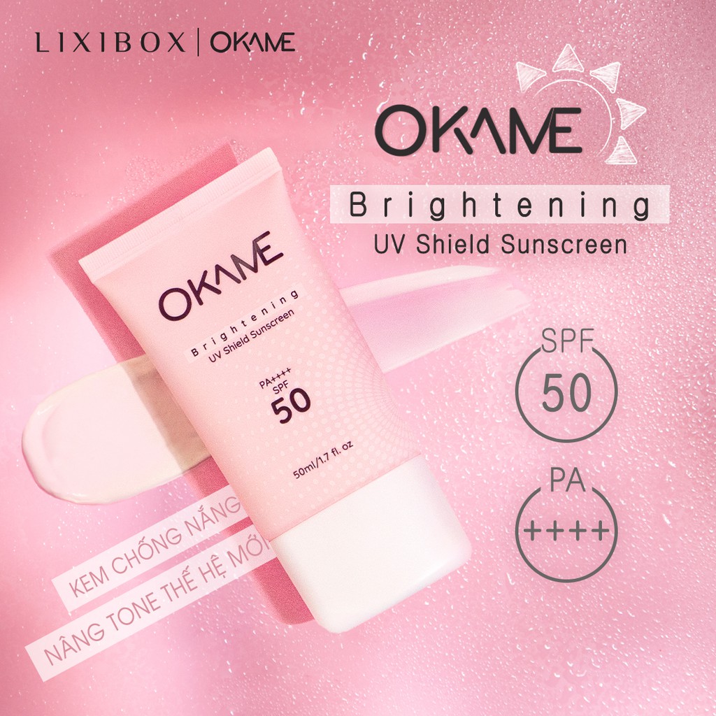 Kem chống nắng toneup quang phổ rộng Okame UV Shield Sunscreen SPF 50 PA+++ 50ml