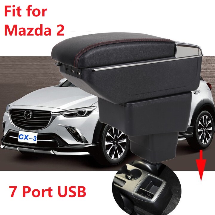 Hộp tỳ tay, đệm tỳ tay lắp cho xe ô tô Mazda 2, Armrest box for Mazda 2