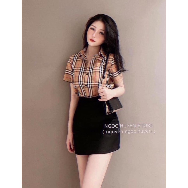 Áo sơ mi nữ kẻ sọc caro chất vải Kate [Hàng Đẹp] | BigBuy360 - bigbuy360.vn
