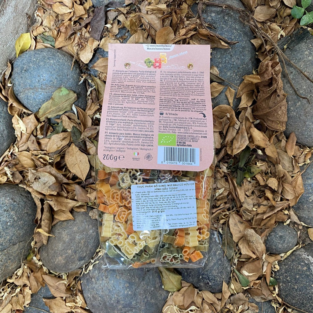 Nui rau củ hữu cơ hình gấu Teddy 200g Dalla Costa