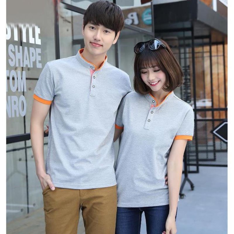 ✥ÁO ĐÔI CỔ TÀU NAM NỮ MÀU XÁM PHỐI VIỀN TAY CAM CÁ TÍNH