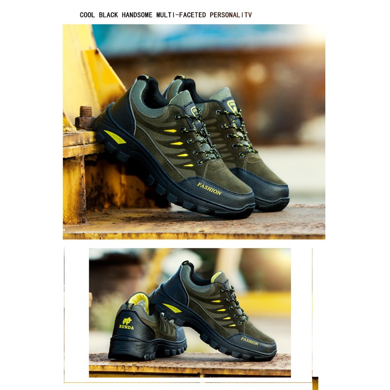 giày thể thao nam neo núi tăng ma sat màu xanh rêu